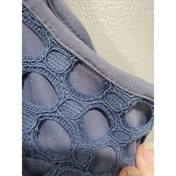 Lane Bryant Blue Sleeveless Geo Eyelet Lace Mesh A Line Fit & Flare Dress Sz 24 - Picture 16 of 16